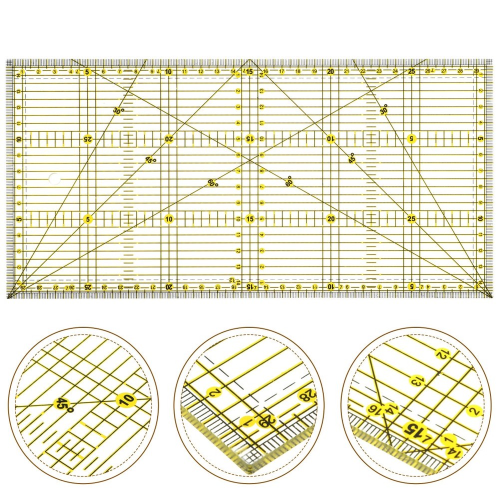 Slotted Quilting Ruler Patchwork Quarter Fabric Cutting Template