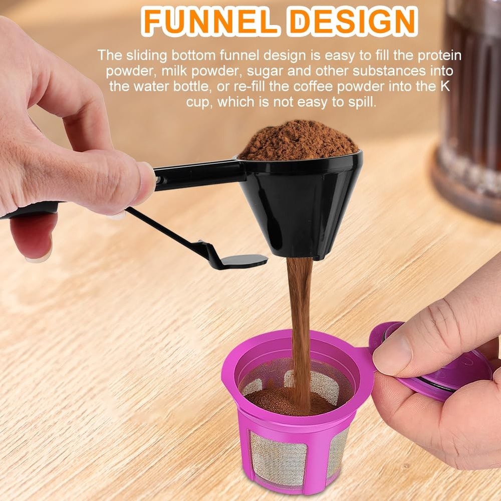 2-Pack Sliding Bottom Funnel Scoop | 0.35oz Capacity Spill-Proof Easy Transfe...