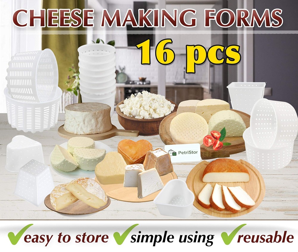16 Pcs Soft Cheese Making Kit for Beginners - Small Cheese Molds - Cream Cheese