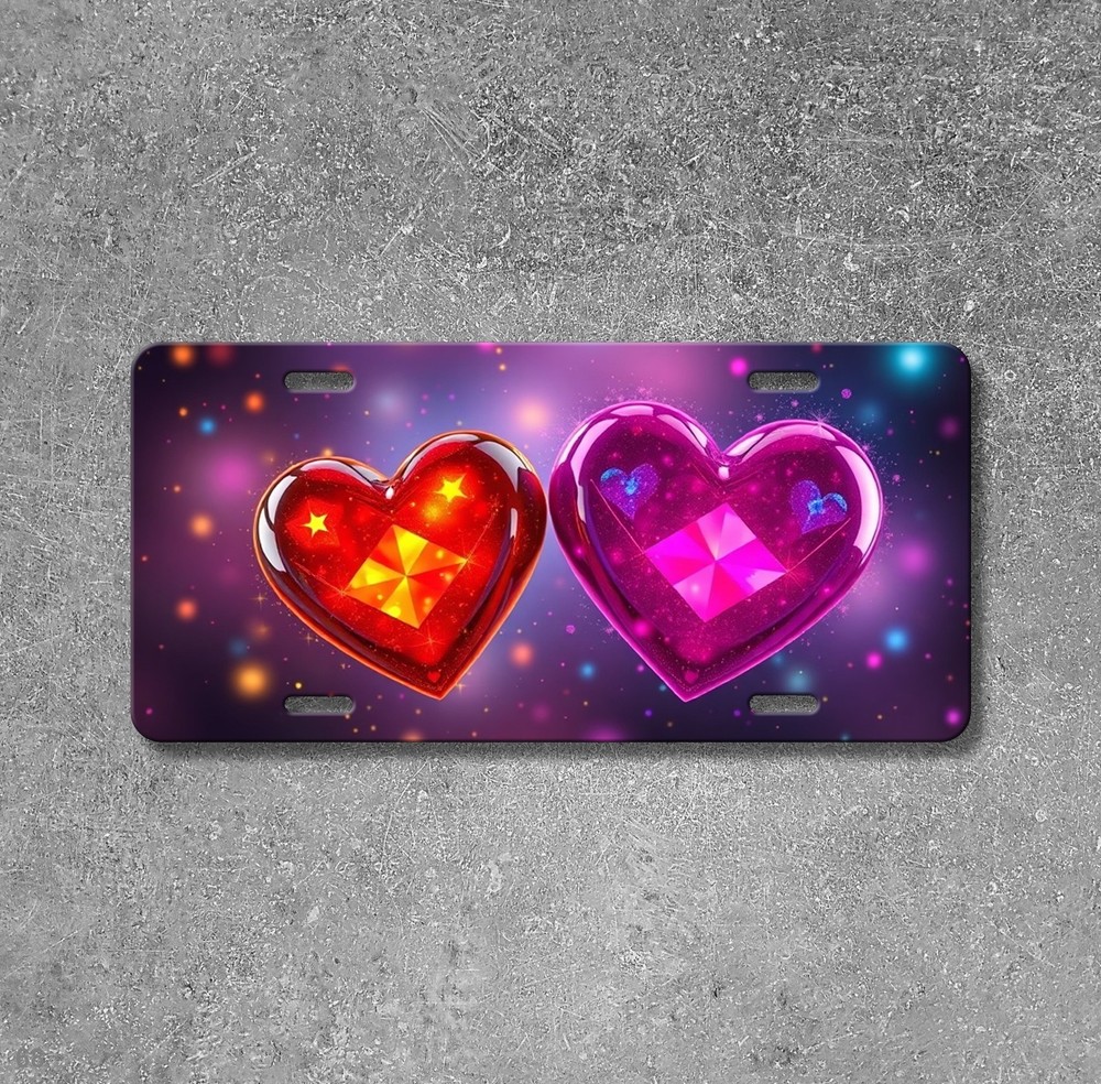 Premium Hearts License Plate Personalized Front Plate Everyday Gift