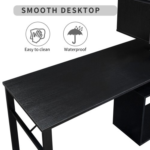 Office computer desk L-shaped corner 5-layer bookshelf is easy to install