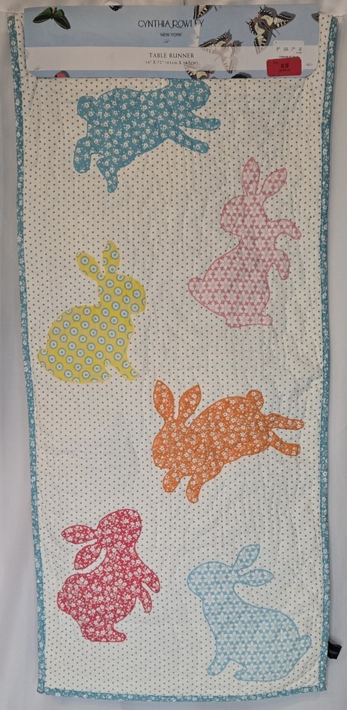 NEW Cynthia Rowley Rabbit Quilted Table Runner 16x72