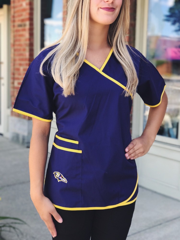Baltimore Ravens Women's Mock Wrap Scrub Top