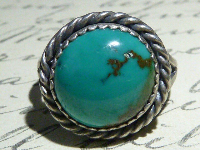Classic Handcrafted Southwestern Turquoise Ring, Sterling, Size 6