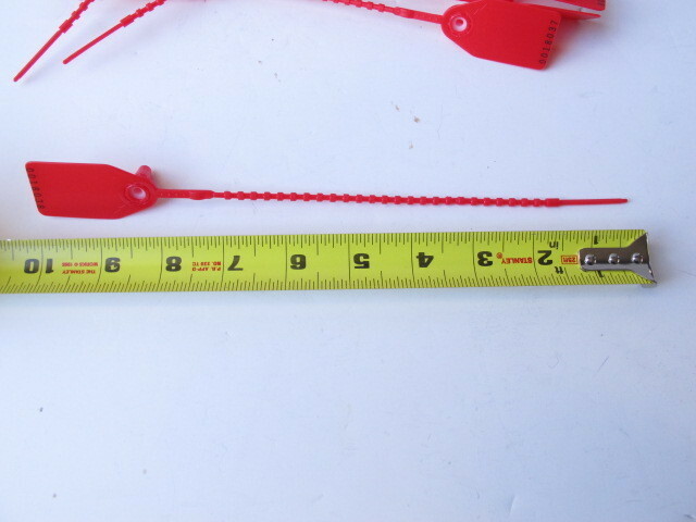 Pull-Tight Security Seals - 10", Red - Consecutively Numbered - Lot of (100)