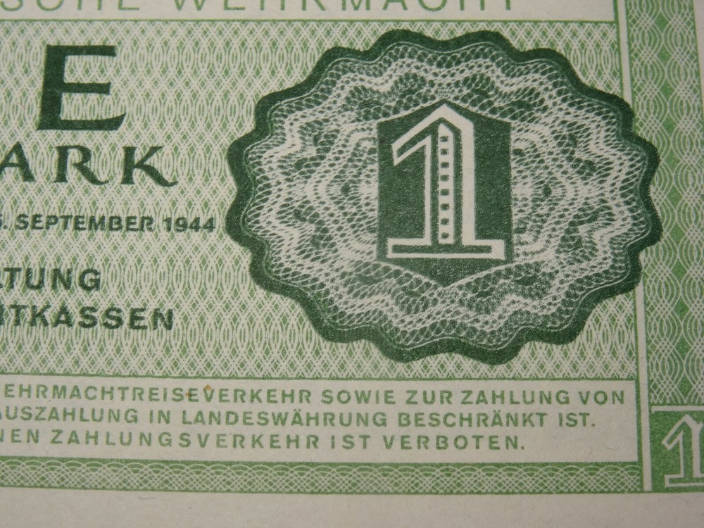 WWII German Military issued Currency Script 2 pieces from same year -- NEAR MINT