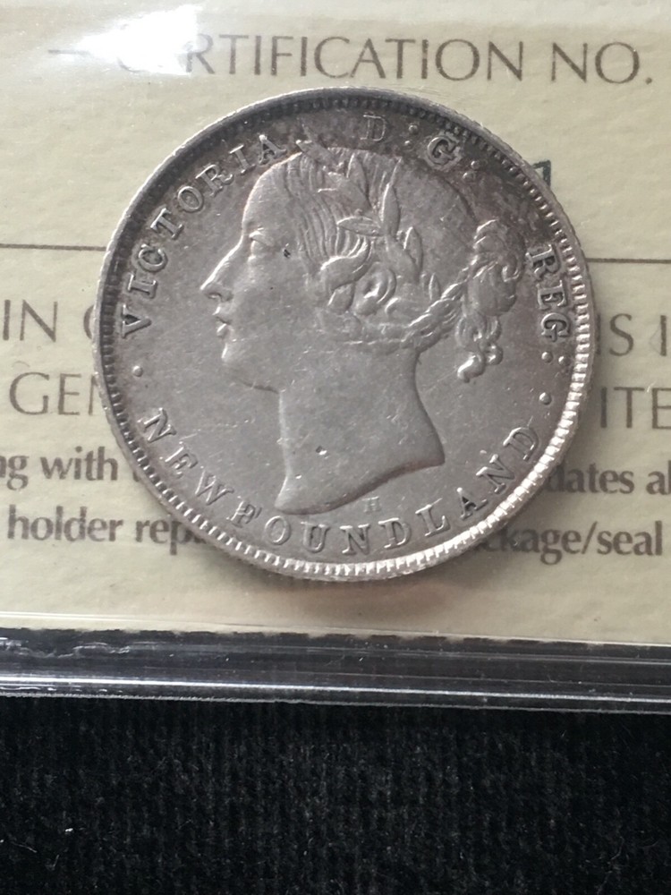 1872H ICCS Graded Newfoundland ¢20 Cent, **VF-30**