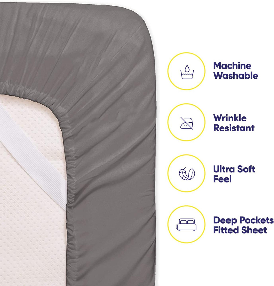 Bed Sheets Queen Size Grey - 6 Piece 1500 Supreme Collection Fine Brushed Microf