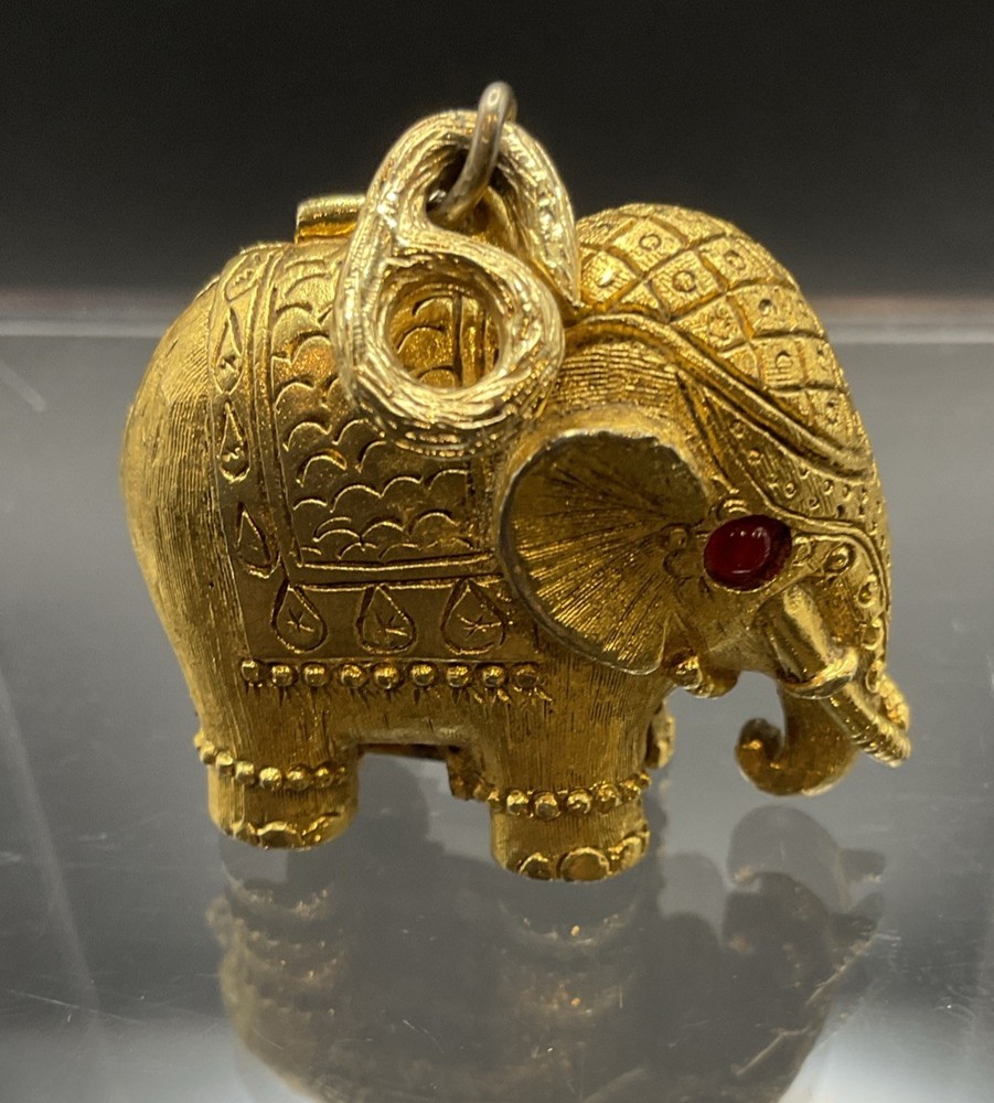 VTG 60s Max Factor Elephant Tiny Tusker Perfume Creme Compact Pendant Empty