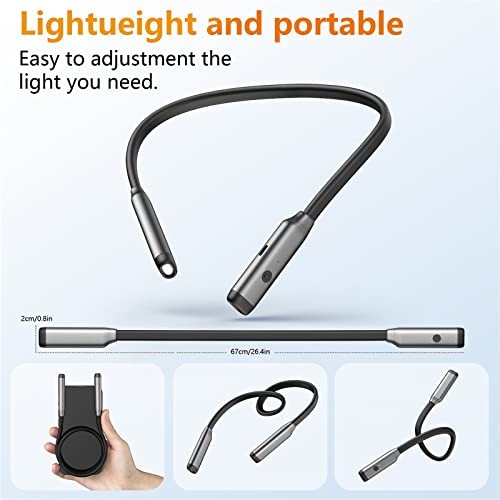 Book Light LED Neck Reading Light,Bendable Rechargeable Book Light for Gray