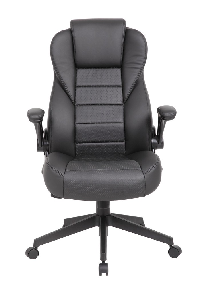 Boss Executive High Back CaressoftPlus Flip Arm Chair MODEL # B8551-BK