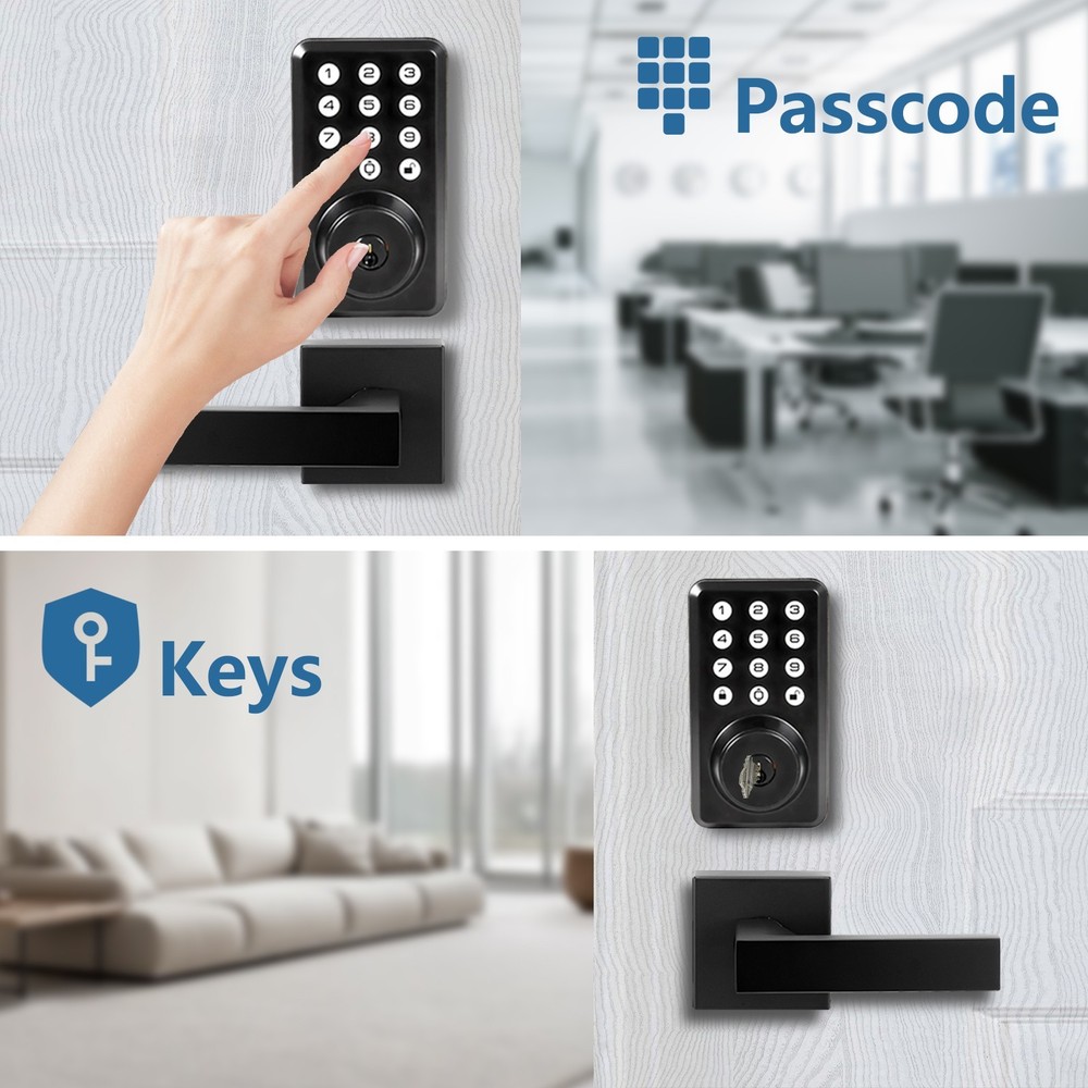 Front Door Handle and Deadbolt Set, Electronic Keypad, Voice Prompt,