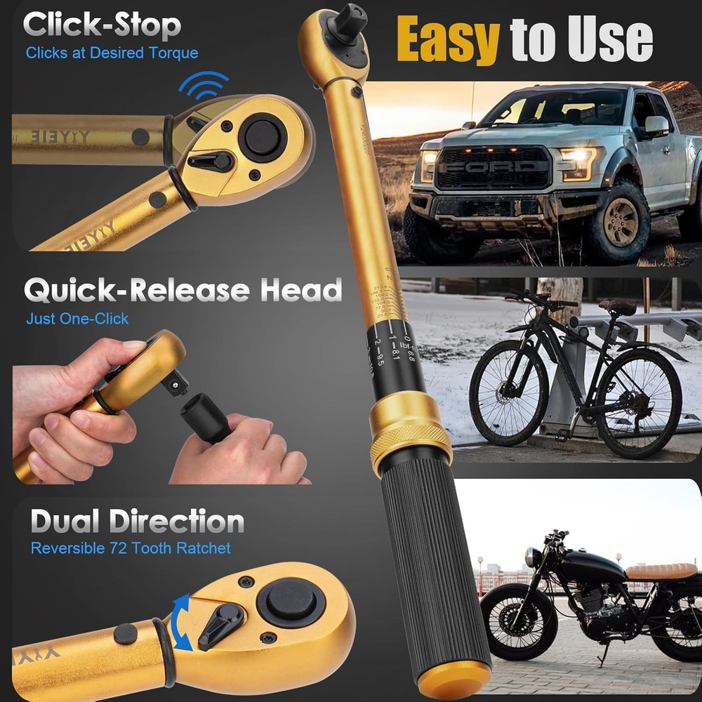 Yiyeie 8-Piece Click Torque Wrench Set: Precision & Reliability Guaranteed