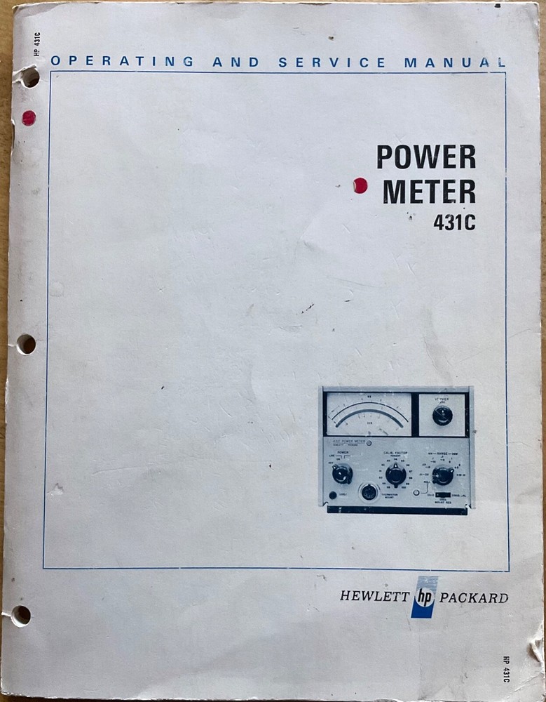 HP 431C Power Meter  Operating and Service Manual 1955