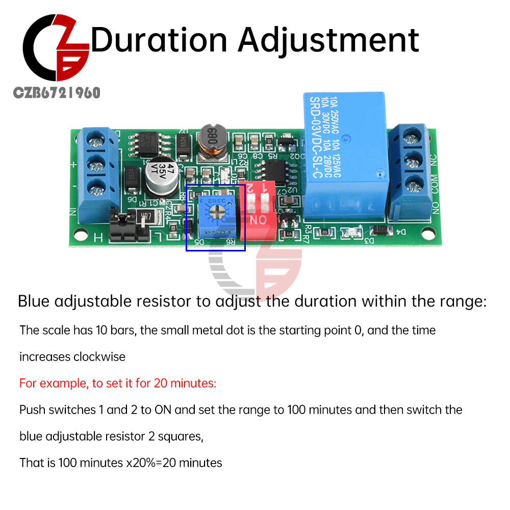 DC4-30V Power Adjustable Delay Relay Timer Control Module Trigger Delay Switch