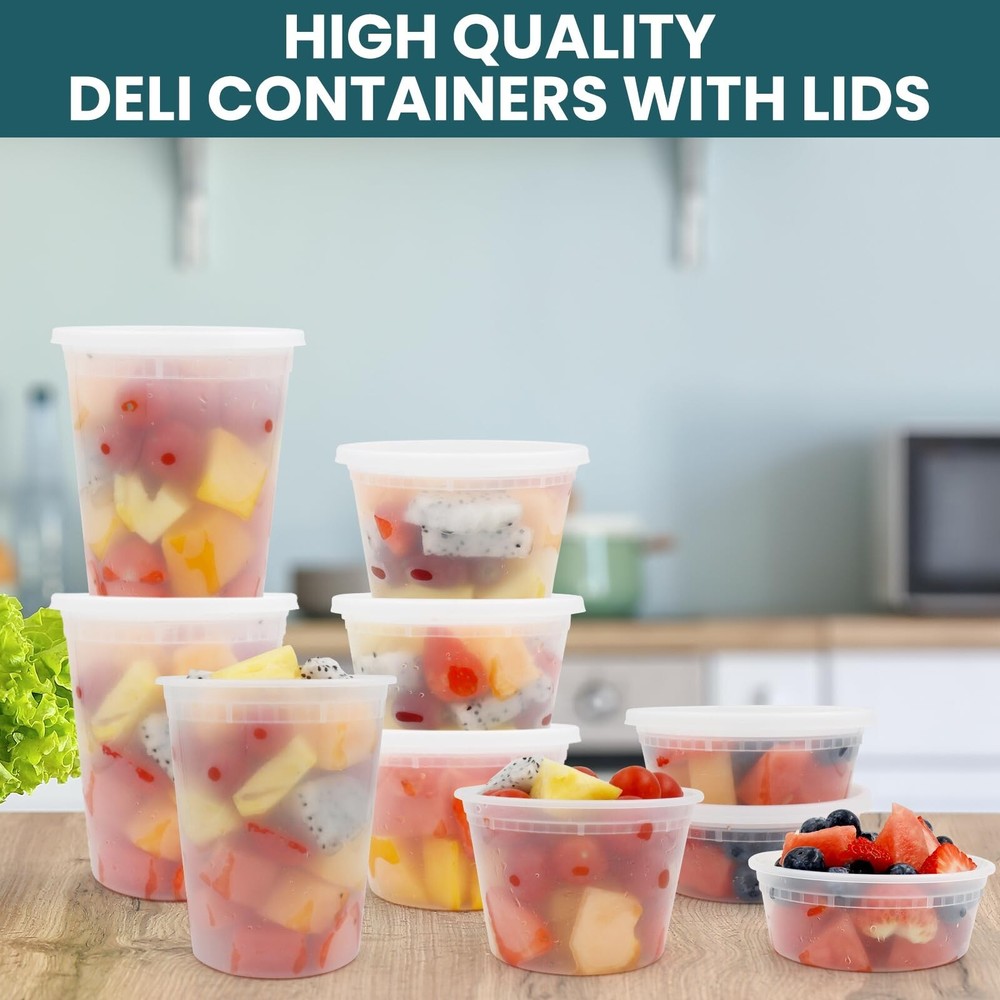 Deli Containers With Lids 48 Sets - Disposable Soup Container 8oz, ... Fast Ship