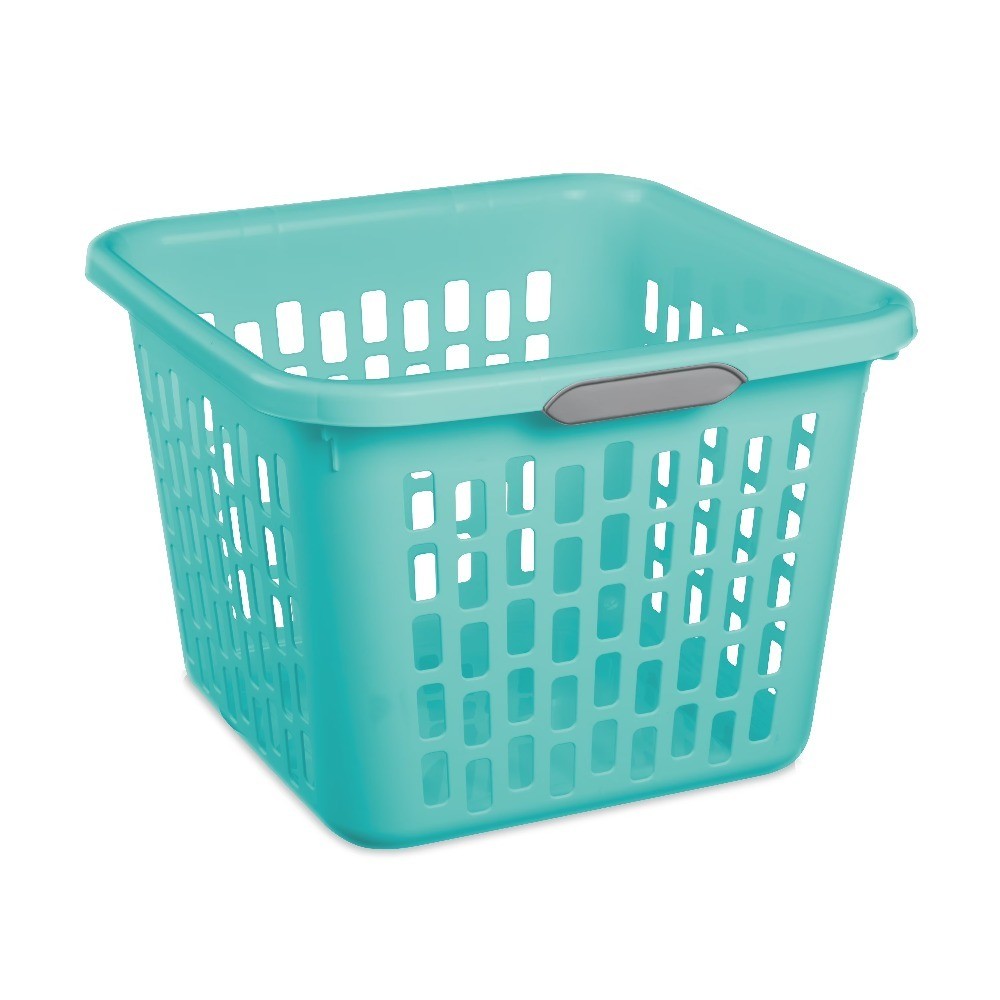 Large Plastic Laundry Basket with Handles Storage Hamper 1.5 Bushel Teal