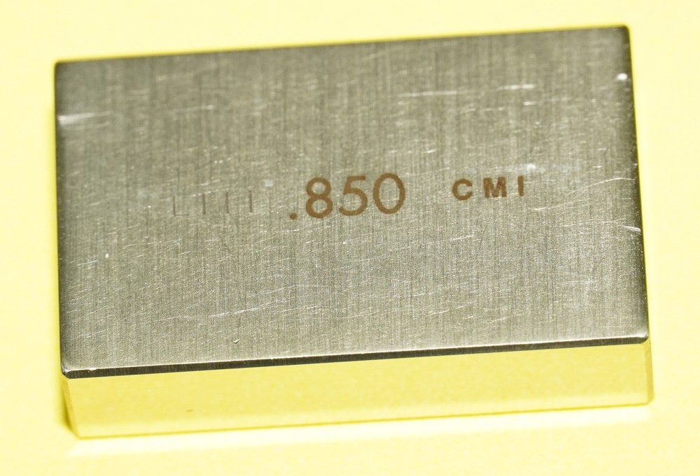 CMI .850" Rectangular Steel Gage Block – Excellent – Serial Numbered