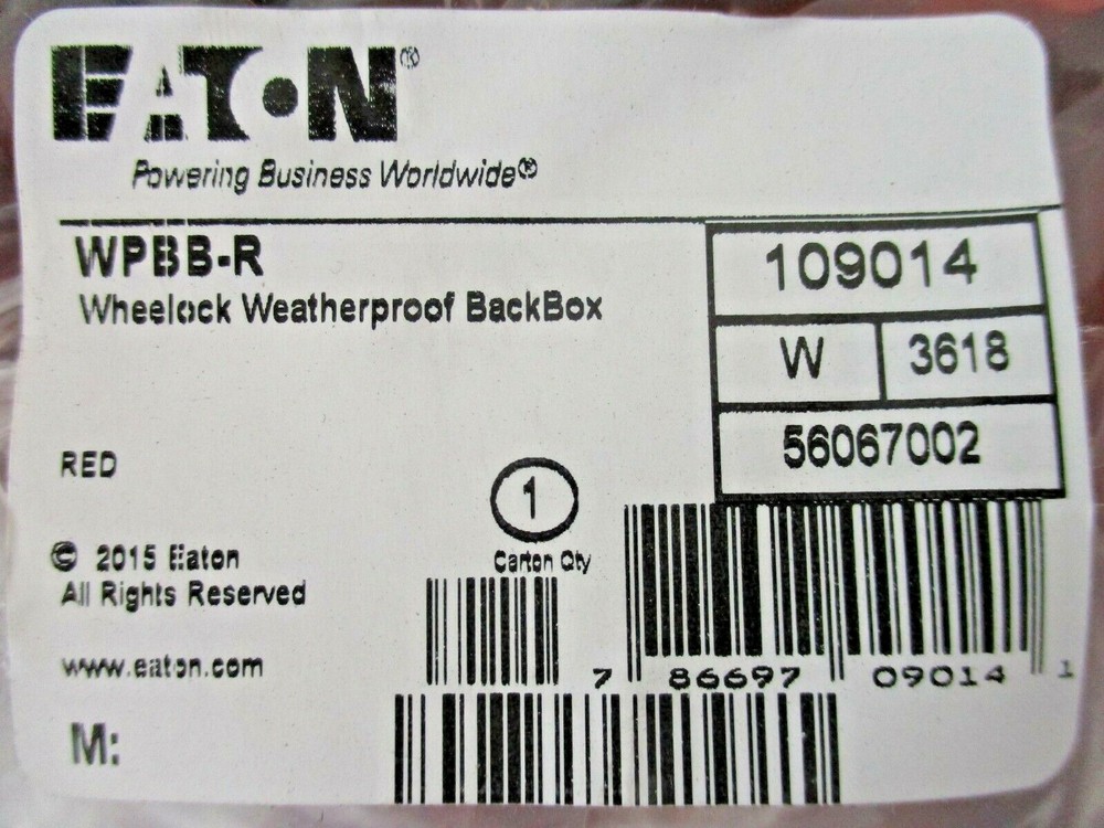 EATON WPBB-R WEATHERPROOF AUDIO-VISUAL BACKBOX RED