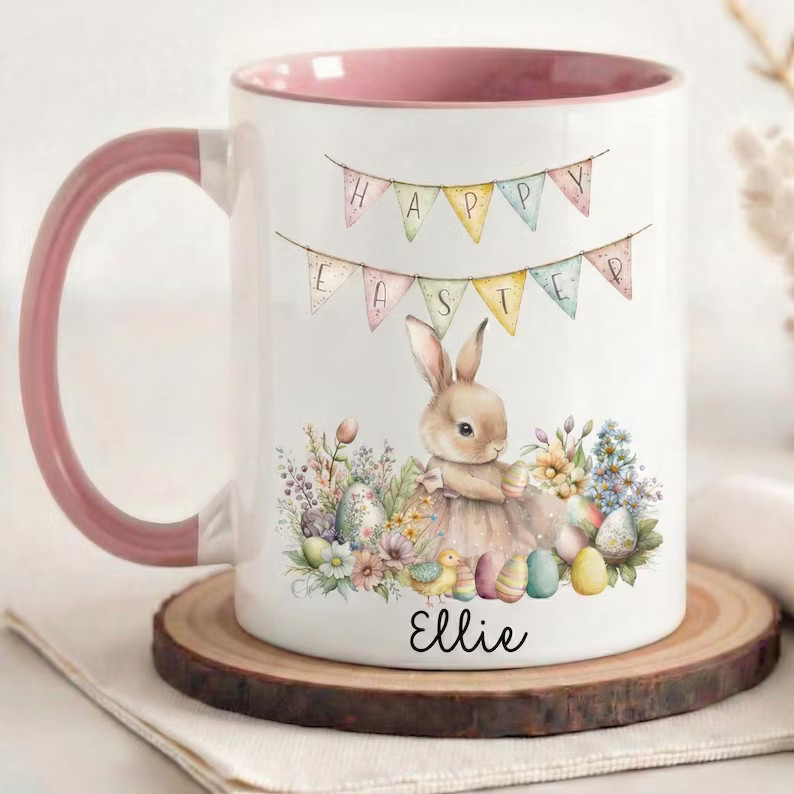 Personalized Easter Bunny Mug Kids Custom Name Gift