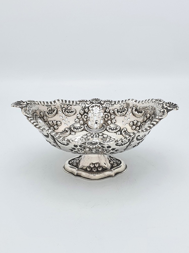 Lovely Antique Victorian Solid Silver Basket 1900 – Ornate Edwardian Silver Dish