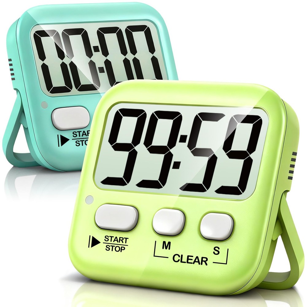 Antonki 2 Pack Digital Timer for Kids, Magnetic Countdown Kitchen Timers for ...