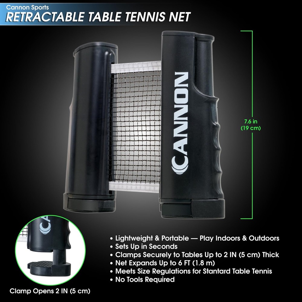 Retractable Table Tennis Net – Clamp-On Portable Net for Any Table – Adjustab...