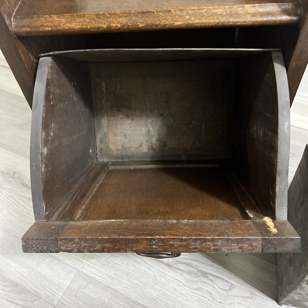 Edwardian Oak Coal Scuttle England 19 Century Solid Heavy Wood