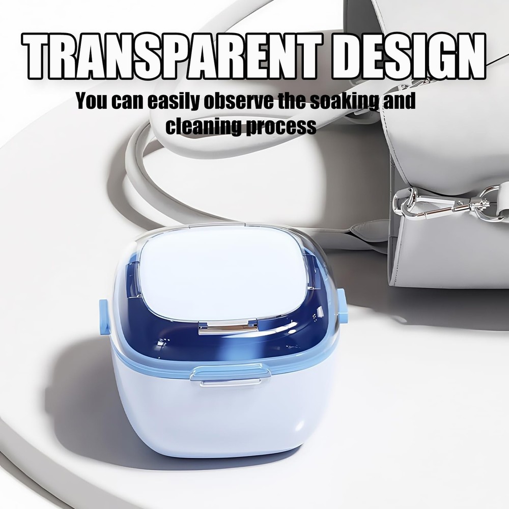 Denture Case, Retainer Cleaning Box, Large Capacity Container Blue