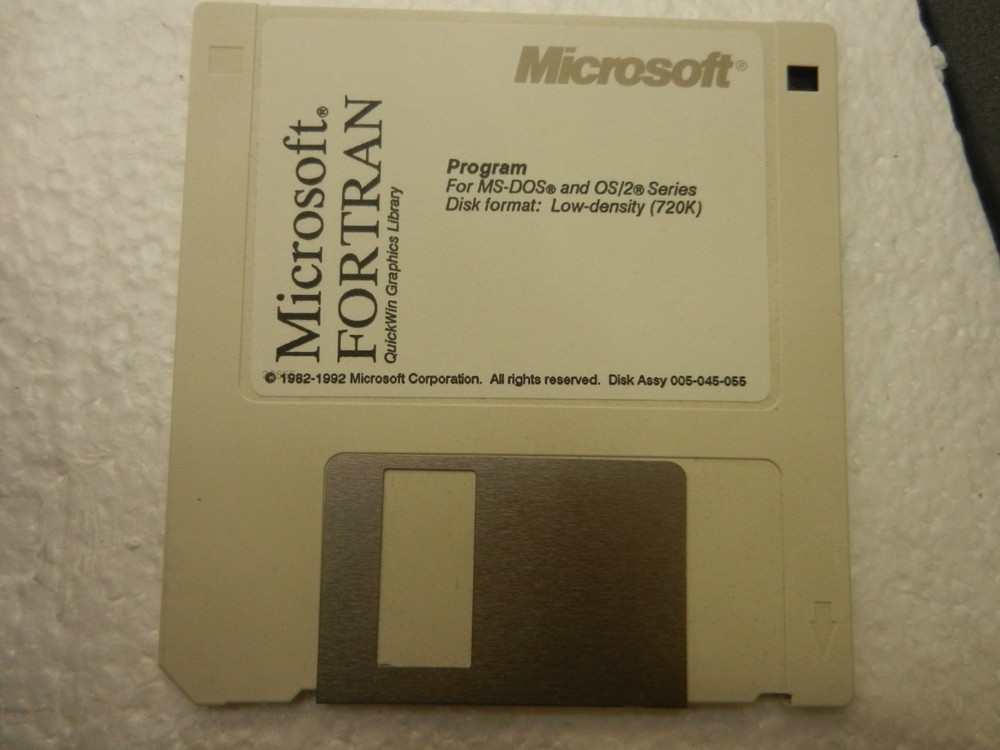 Vintage Microsoft FORTRAN for Ms-DOS Os/2 Floppy Disk QuickWin Graphics library