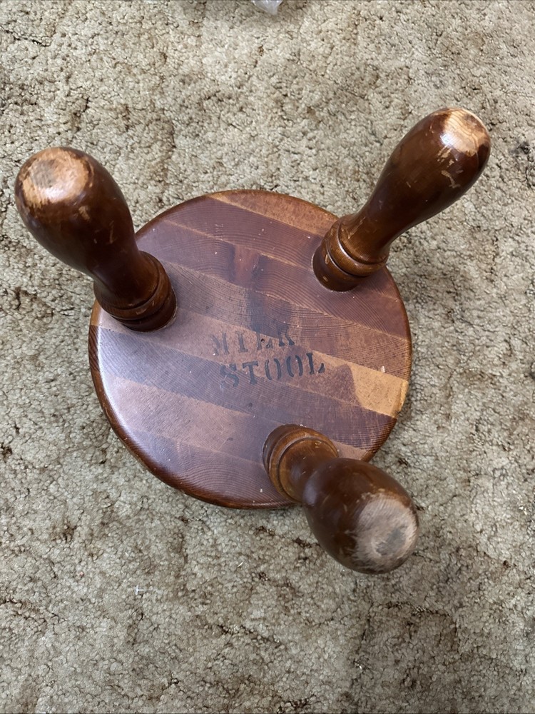 Wood Milking Stool 3 Legs &Handle Authentic Product