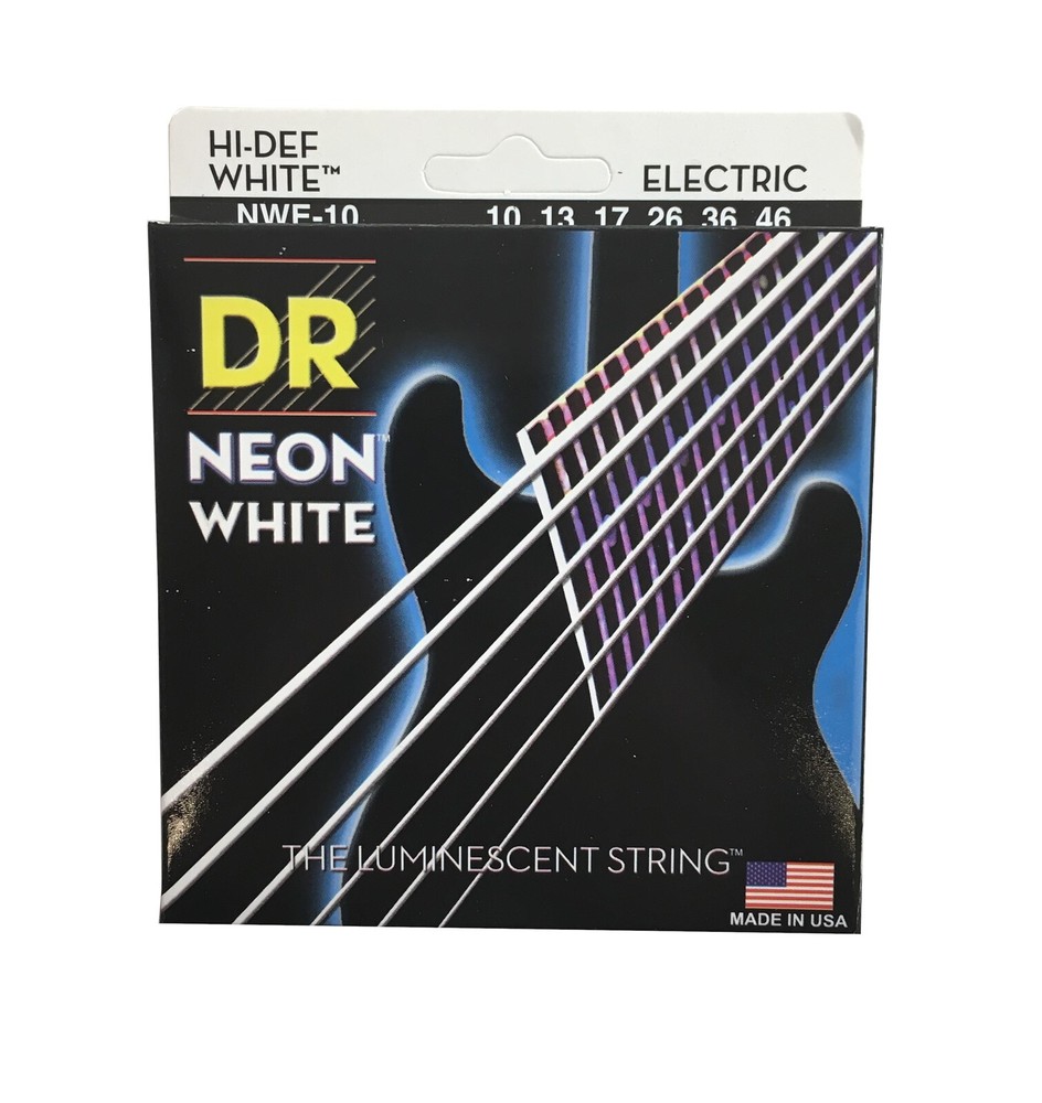 DR Strings Guitar Strings Electric Neon White 10-46 Medium