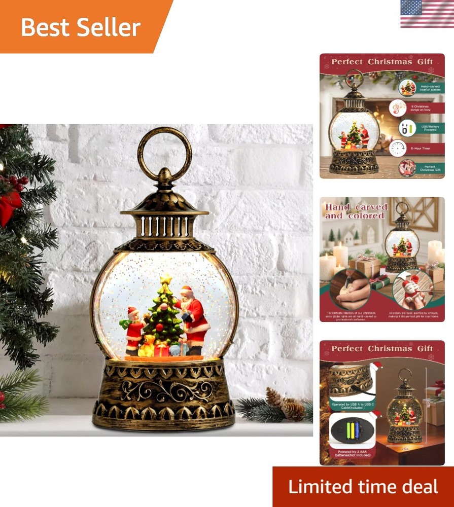 Beautifully Crafted Santa Claus Snow Globe with Soft Light & Timer Functionality