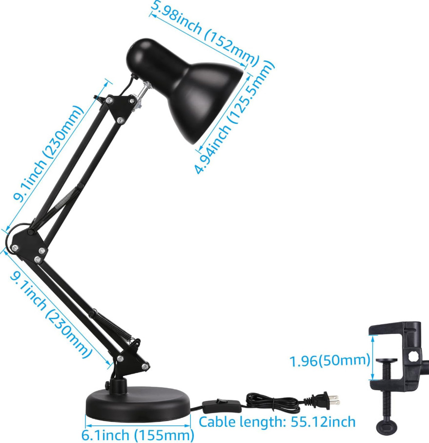 Swing Arm Desk Lamp Clamp Light Work Bench Computer Artist Drafting Studio Table