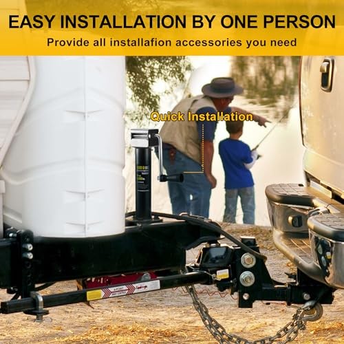 5000 lbs A-Frame Trailer Jack, 15" Vertical Travel with Adjustable Drop Leg,