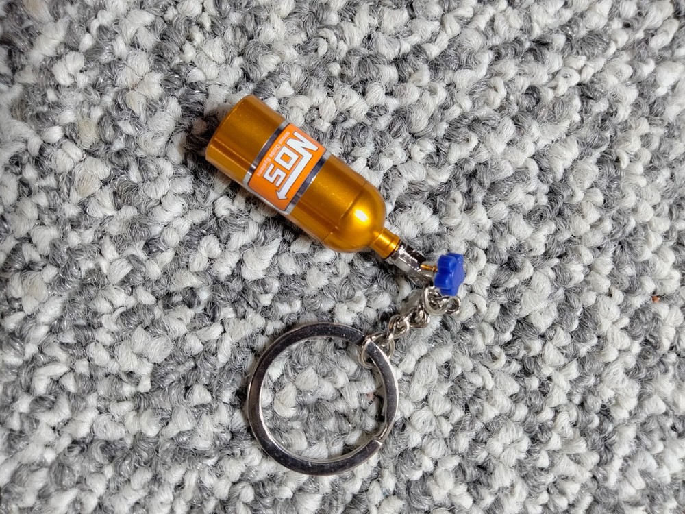 NOS Nitrous Key Chain Stash Box Auto Accessory Gold