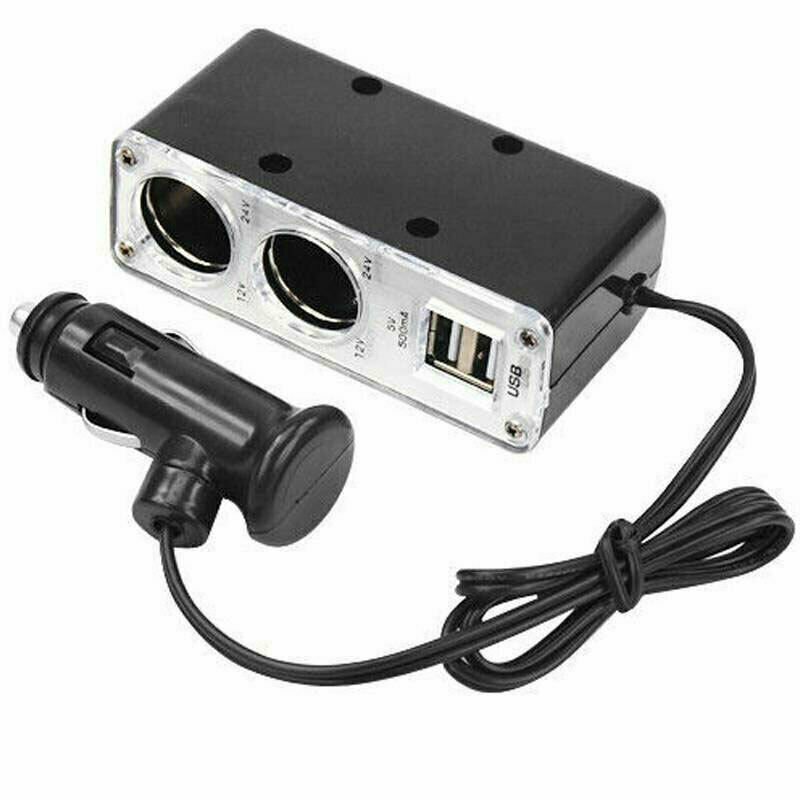 2 Ways Car Cigarette Lighter Socket 12V Dual USB Charger Splitter Power Adapter