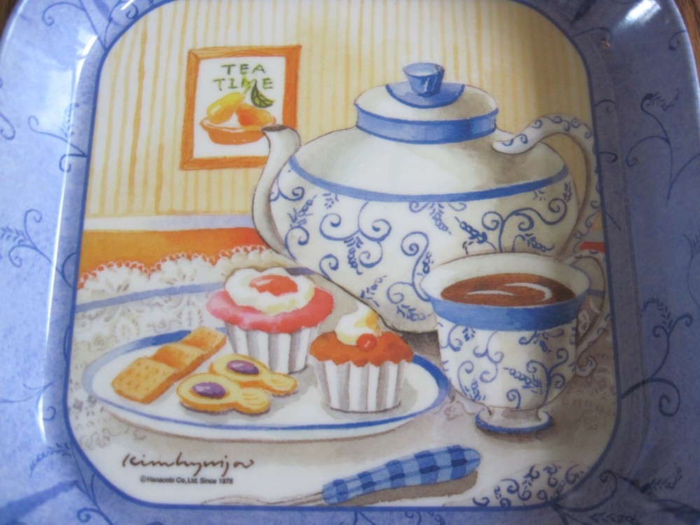 Set of 2 Tea Time 6" Square Melamine Ware Trays