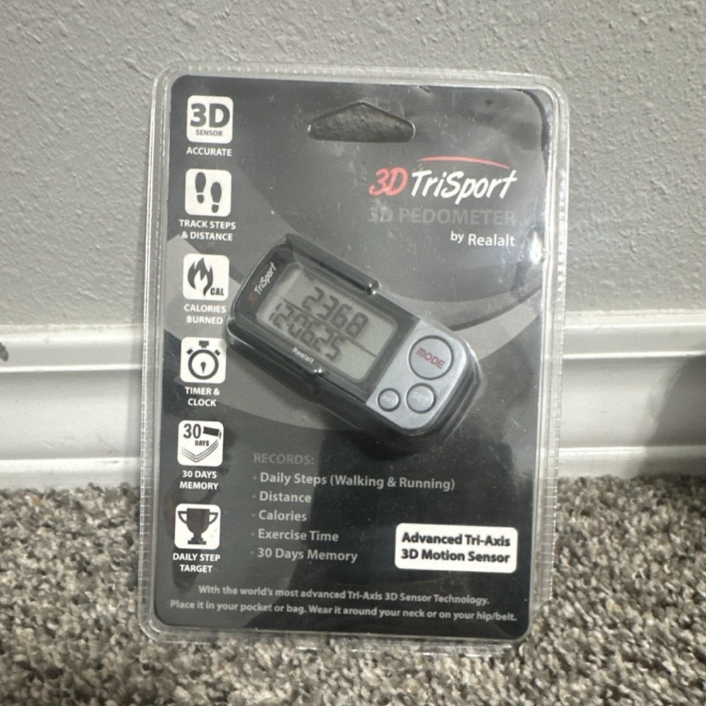 Realalt 3DTriSport Gray Pedometer Tri-Axis 3D Sensor Clip Timer Memory Storage