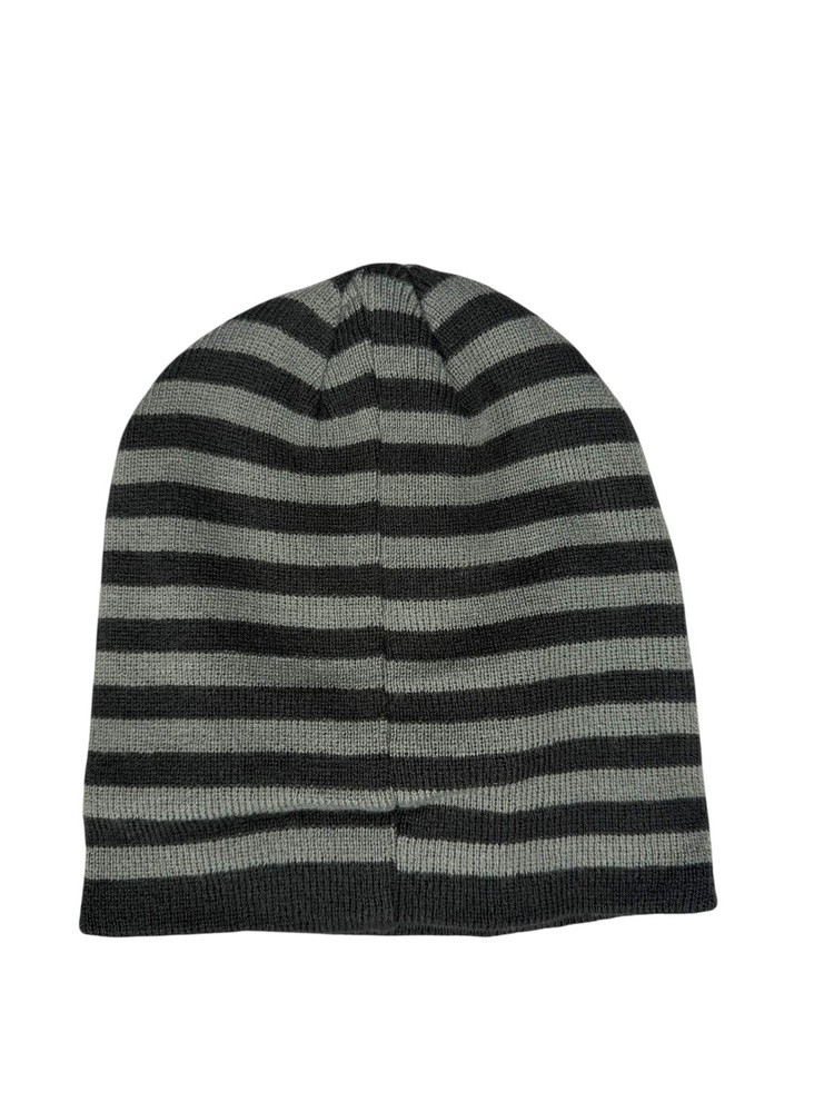 Beware Skull Knit Beanie Striped
