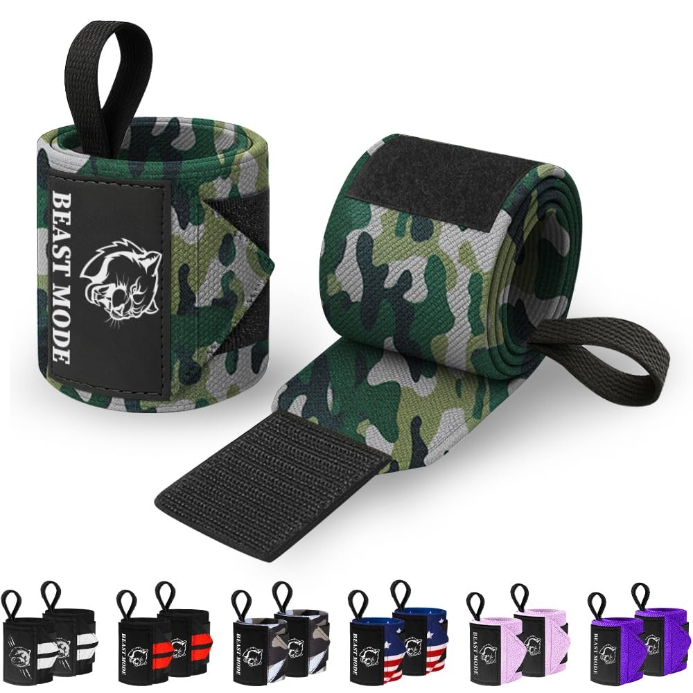 "HeavyDuty Weightlifting Wrist Wraps with Thumb Loop for Powerlifting &