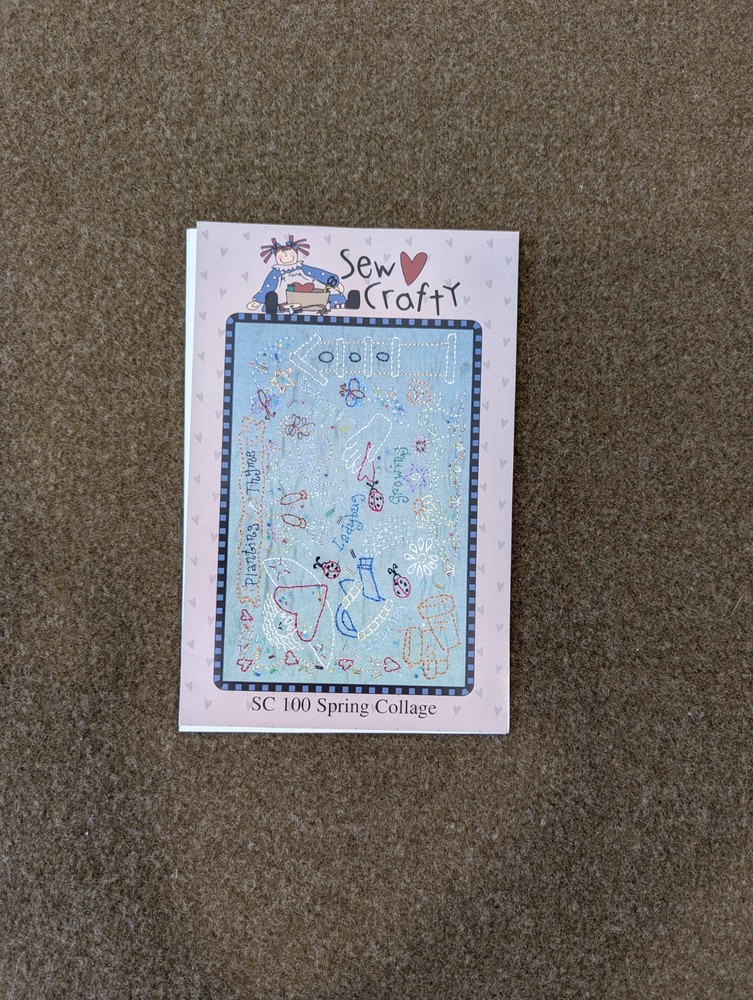 Sew Crafty Embroidery Kit SPRING COLLAGE~ SC100 Pattern Fabric Beads