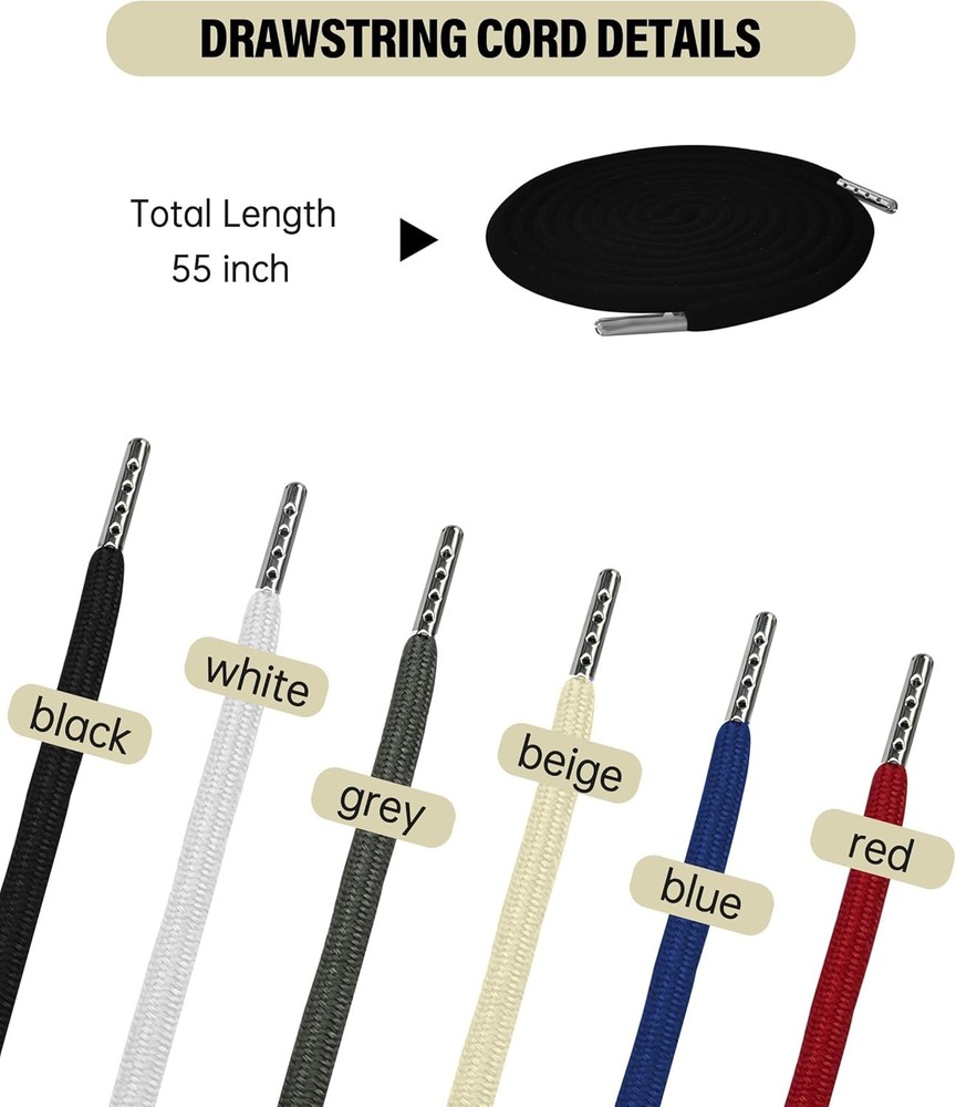 55 Inch Drawstring Replacement Cords with Easy Threader Tool, Replacement Drawst