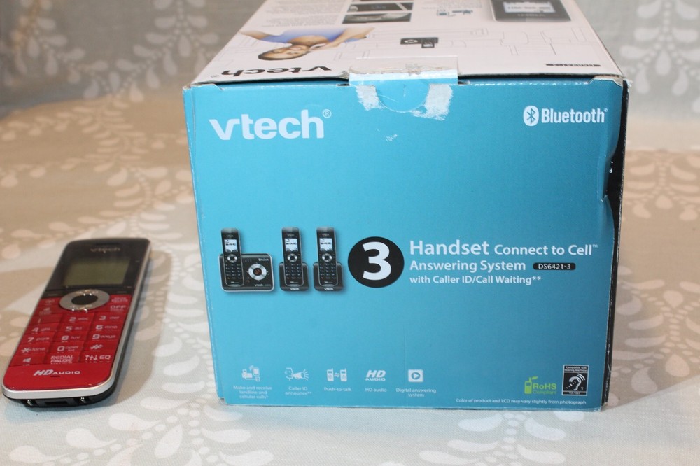 VTech DS6421-3 DECT 6.0 Cordless Digital Answering Machine Bluetooth RED A+++