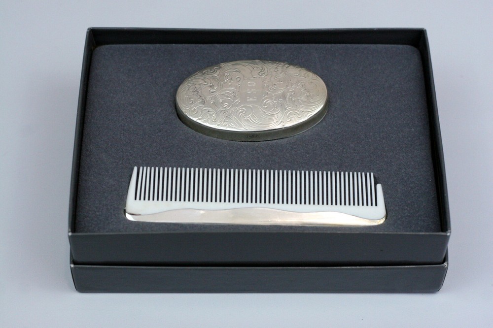 Eastern Sterling Silver Brush & Comb - Comb plastic piece broke off
