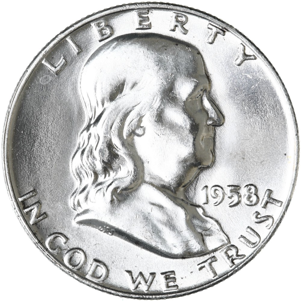 1958 D Franklin Half Dollar 90% Silver BU