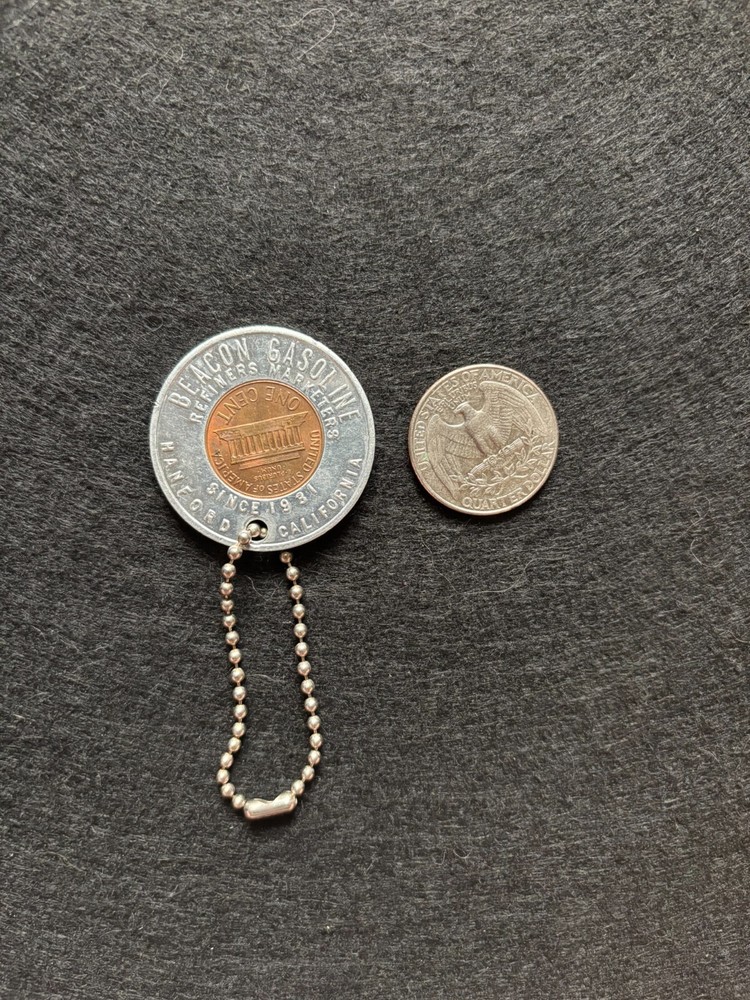 Beacon Gasoline Refiners Marketers Good Luck Penny Keychain