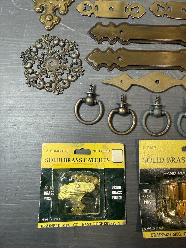 Brass Cabinet Hardware Lot Pulls Back Plates Hinges