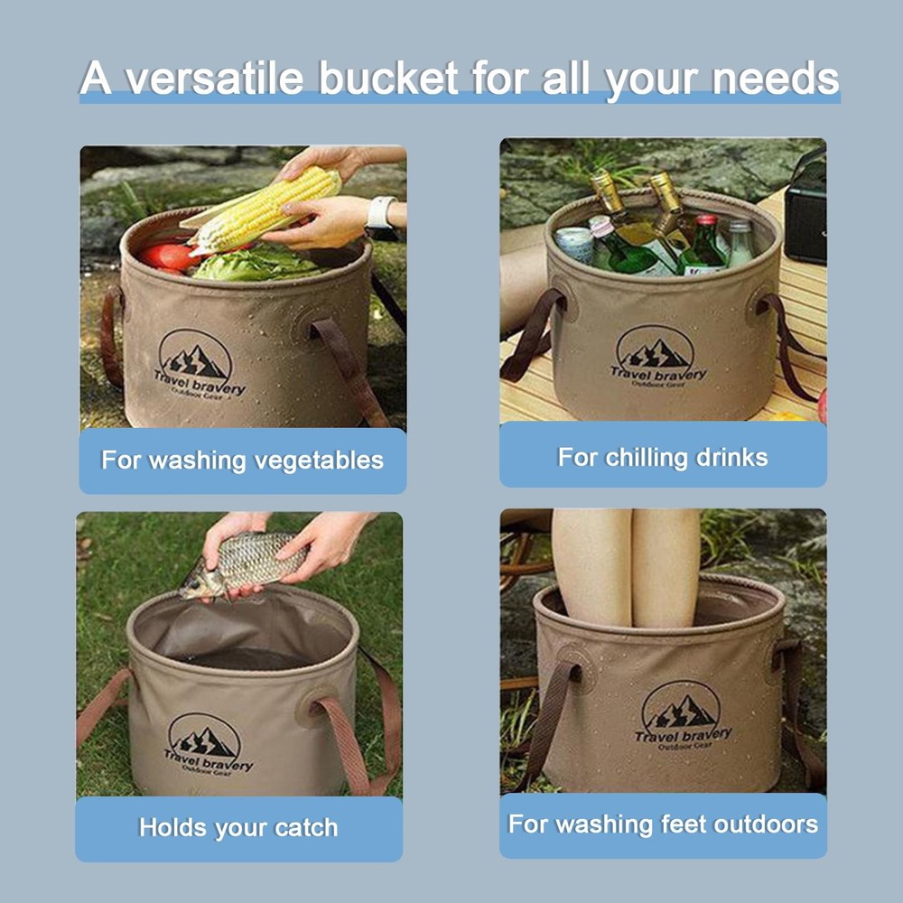 Portable Foldable Water Basin, Outdoor Camping Folding Bucket, Multi-Function...