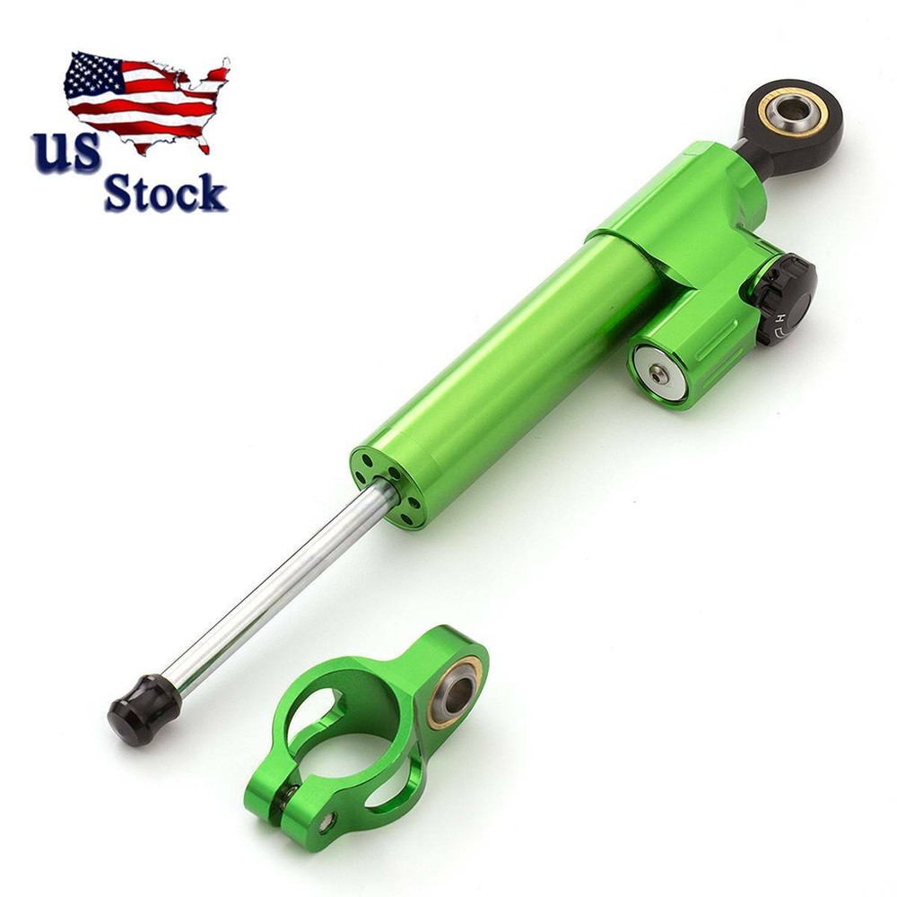US CNC Green Motorcycle Steering Damper Stabilizer Linear Reversed Control